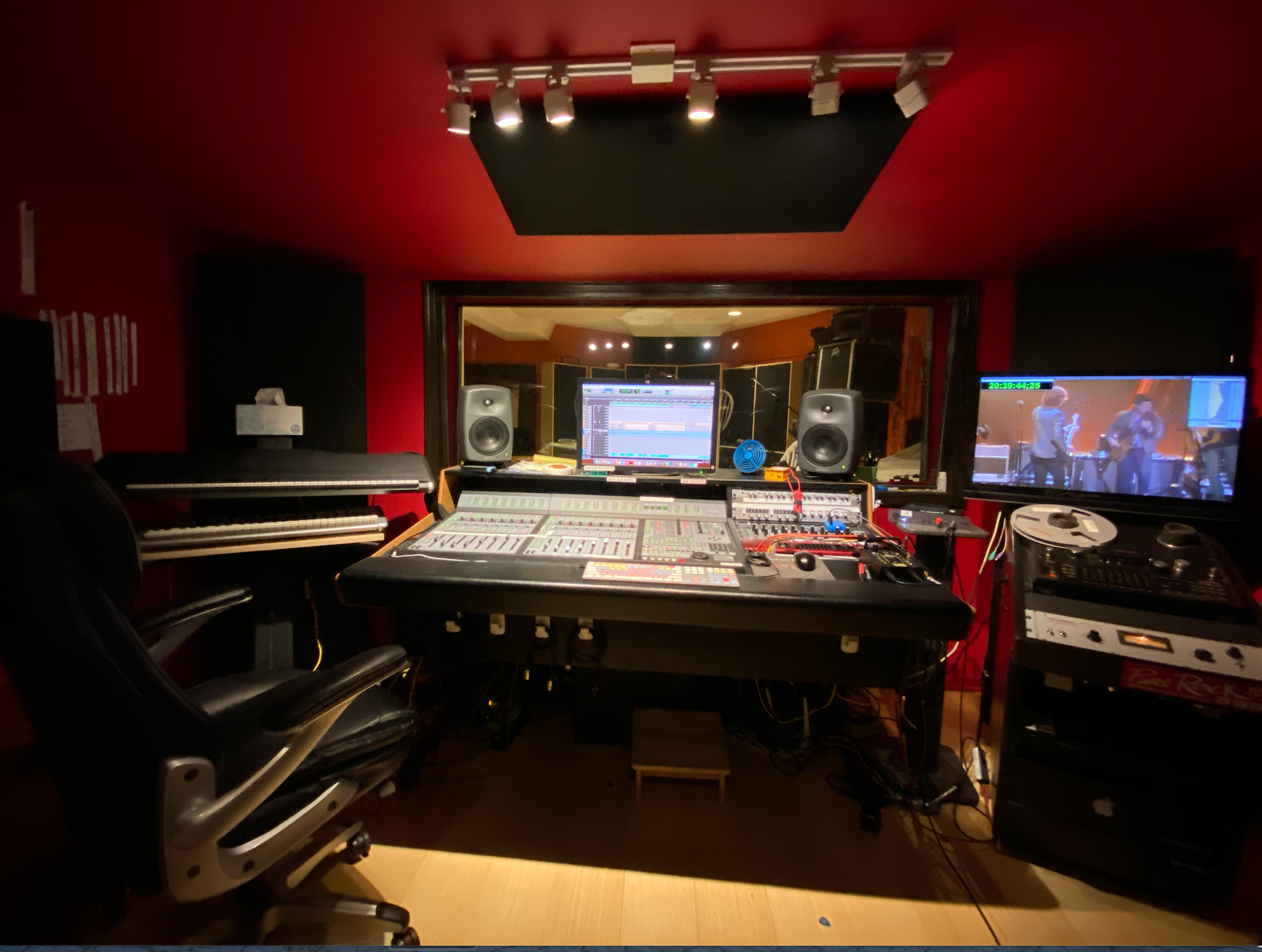 Comfortzone Audio control room mixing desk analog tape machine video screen